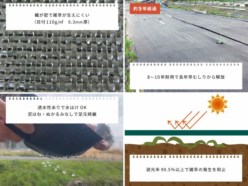 おてがる草なしシート（旧：大面積専用草なしシート）」 2m×50m | 防草