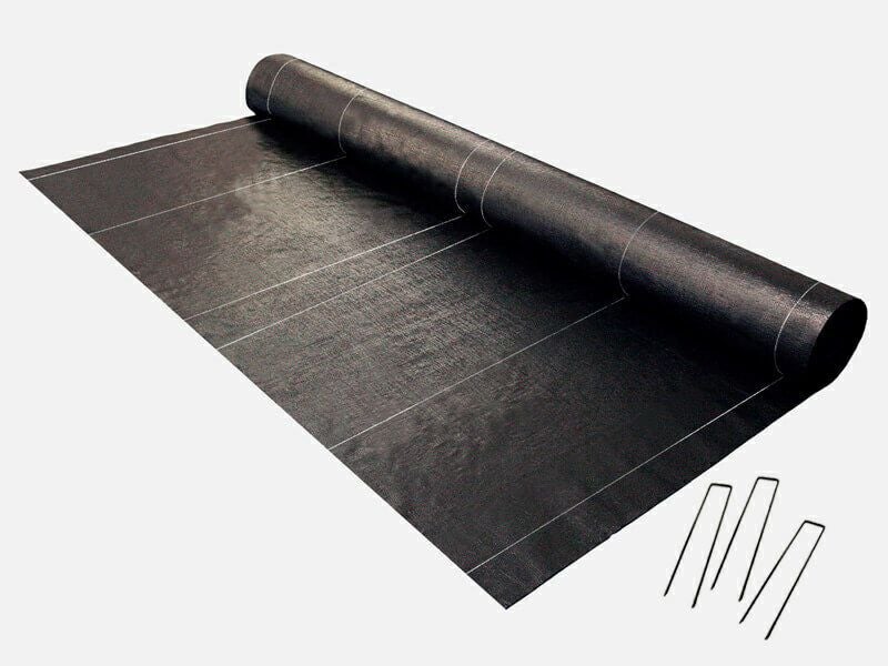 防草シート「おてがる草なしシート2m×50m」に固定ピンがついたセット品