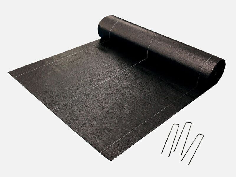 防草シート「おてがる草なしシート1m×50m」に固定ピンがついたセット品