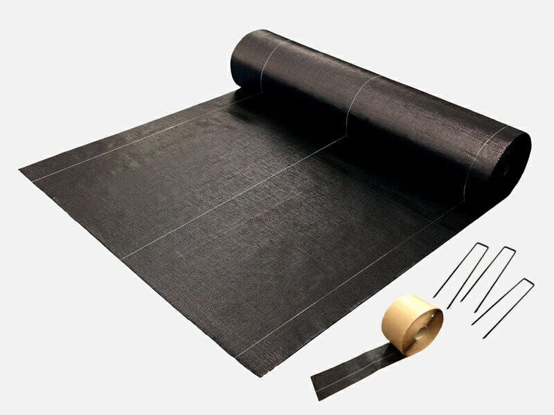 防草シート「おてがる草なしシート1m×100m」にピンとテープがついたセット品