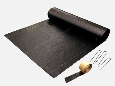 防草シート「おてがる草なしシート1m×50m」にピンとテープがついたセット品