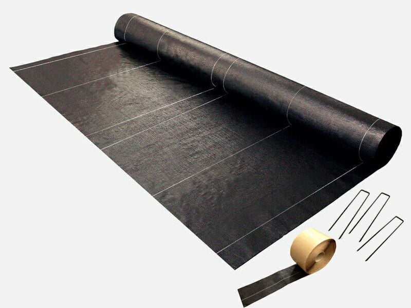 防草シート「おてがる草なしシート2m×100m」にピンとテープがついたセット品